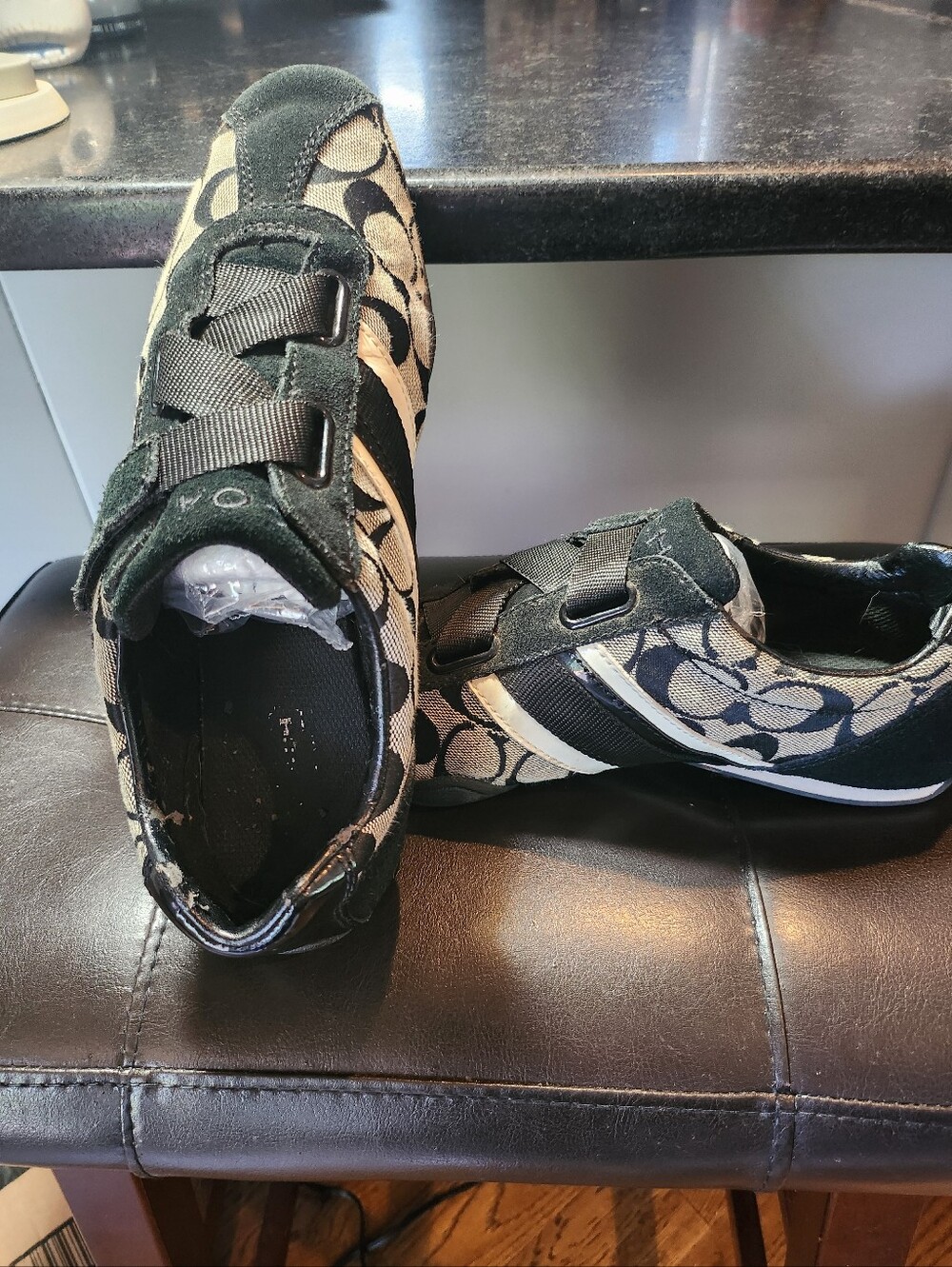 Coach Jenney Black, Gray And White Signature Fabric Sneakers